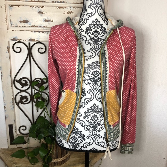 Billabong Red and Yellow Polka Dot Hoodie - Picture 1 of 8